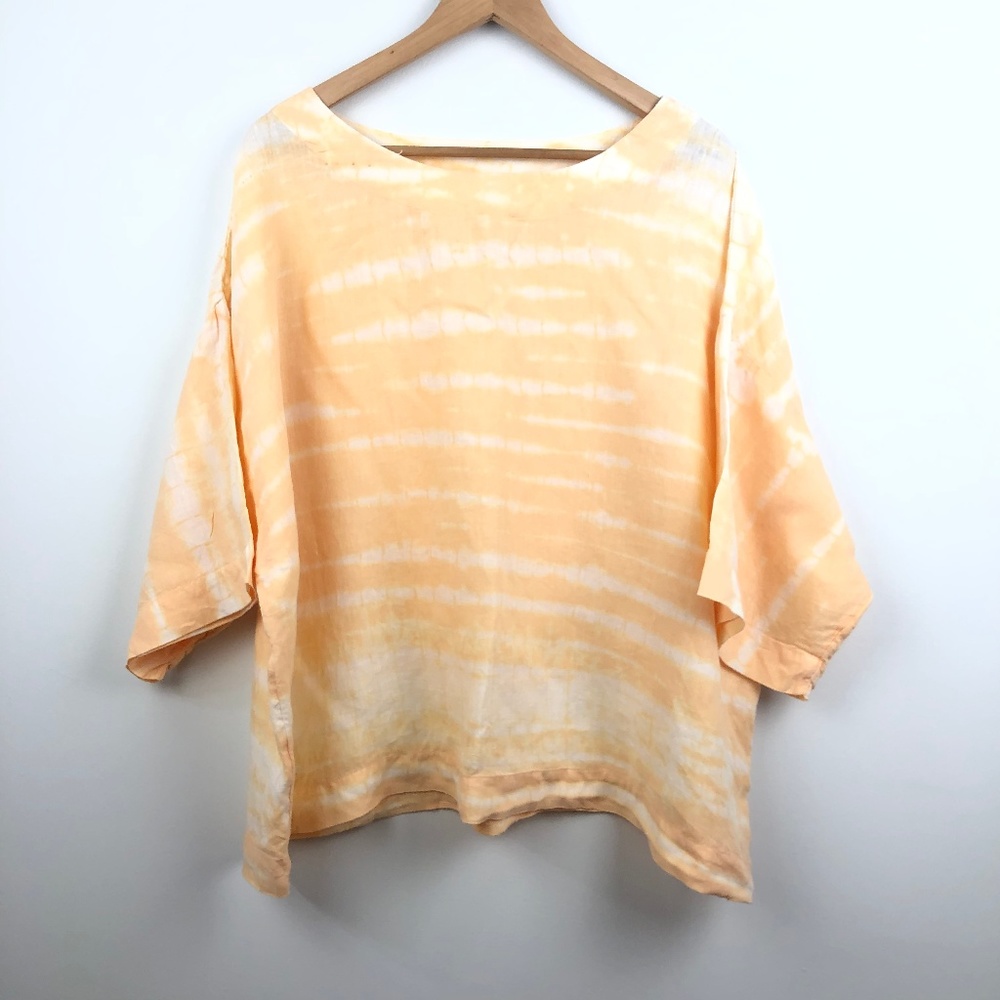 J. JILL Orange Tie Dye Linen Tunic Size L